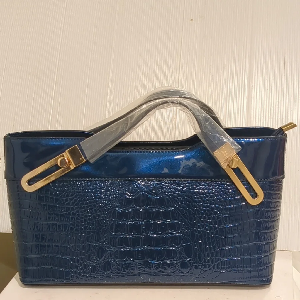 New Blue Handbag Croc Embossed Handbag